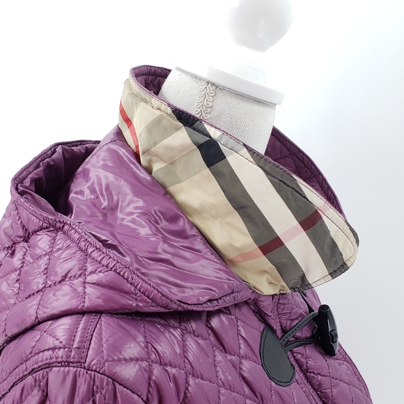 Burberry Quilted Jacket 12 Nova Check Toggle Plum - Picture 3 of 8